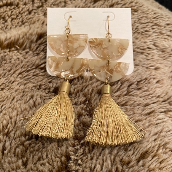 Marble Tassel Drop Earrings Trendy Summer NEW - Picture 2 of 5